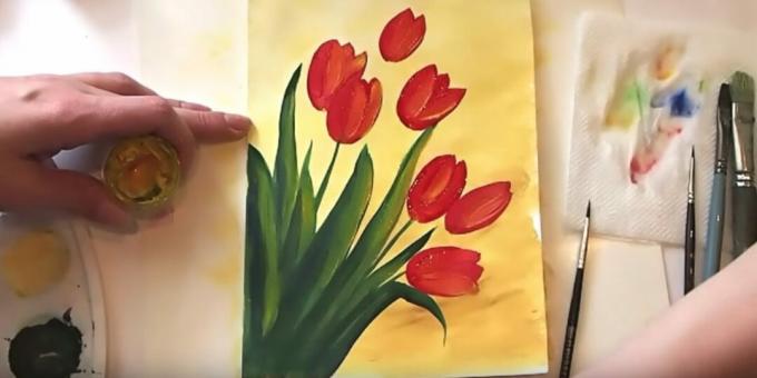 Kako pripraviti šopek tulipanov: dodajte rumeno