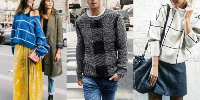Modna puloverji in jopice, 2018-2019: model v kletki