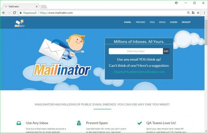 Začasni naslov: Mailinator