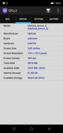 Ulefone oklep 5: CPU-Z