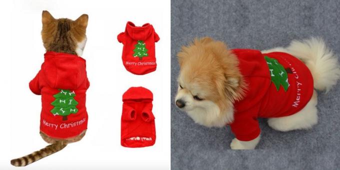 Božični kostumi za pse in mačke: rdeča jakna 