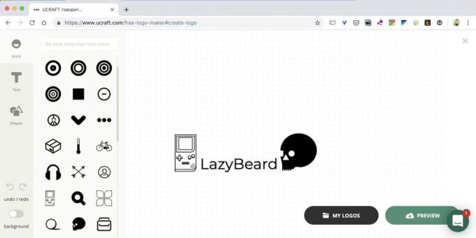 Kako ustvariti logotip na spletu na spletni strani Ucraft