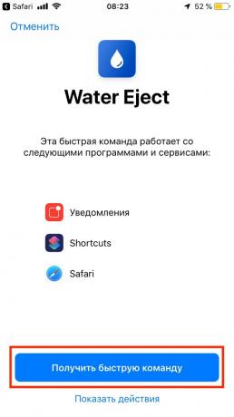 Če voda pride v iPhone: gumb "Get ukazno vrstico"