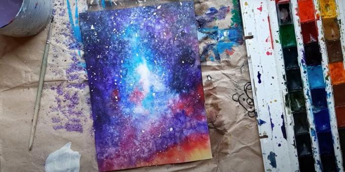 Kako naslikati prostor z akvarelom: orisati zvezde