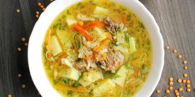 Leča juha z govedino in zelenjavo