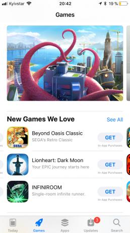 App Store v sistemu iOS 11: horizontalno drsenje