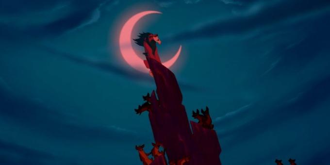 Risanka "The Lion King": Samo fit v zadnjem glasbenem števila Bodite pripravljeni Scar osebnost v bleščeče pol-moon na nočnem nebu