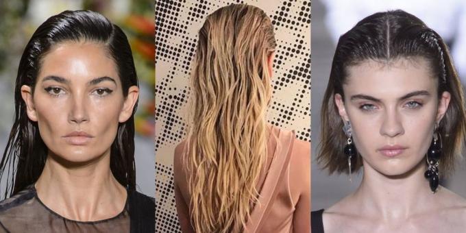 Hairstyles za novo leto: o učinek mokre lase