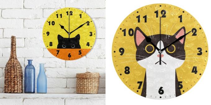 Stenska ura z mačkami 