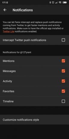 Prošnje za dostop do računa Twitter za Android: Fenix ​​2