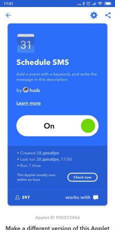Načrtovanje SMS Android: IFTTT