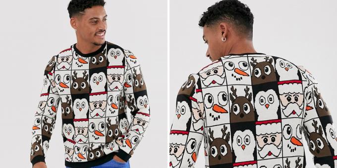 Božič pulover s stalnim vzorcem Asos oblikovanje