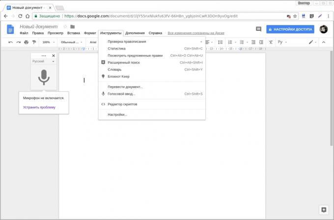 Google Docs dodatkov: glasovni vnos