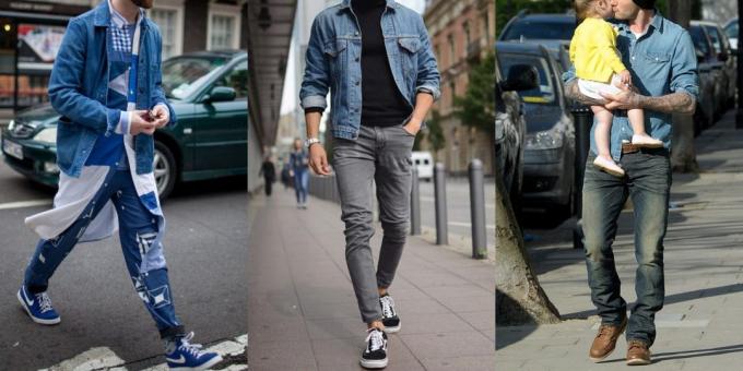 Poletje prodaja oblačil in obutve za moške: jeansa srajce in jakne