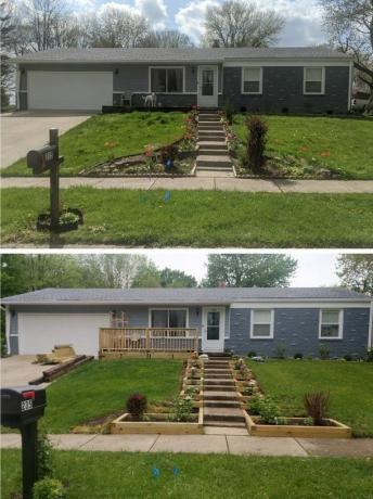 izboljšanje dvorišča pred in po njem