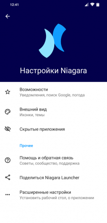 Launcher za Android Niagara Launcher: Nastavitve