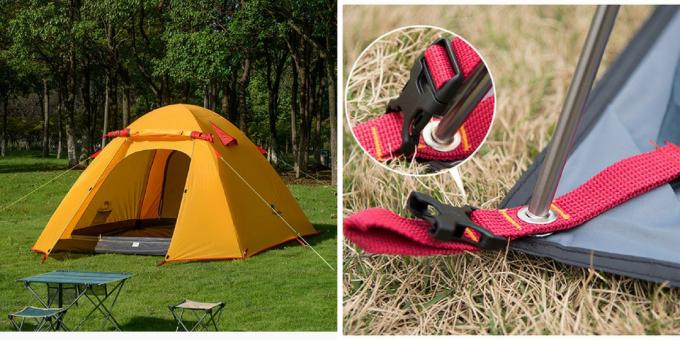 Kaj za prevzem kampiranje: šotor za 3-4 oseb