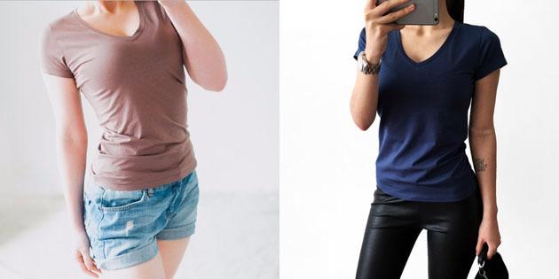 Osnovna ženske majice iz evropskih trgovin: Basic T-majica z V-izrez