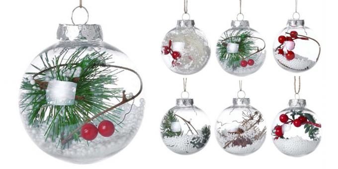 Božič igrače z AliExpress: kroglice s snegom in jagode