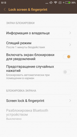 Xiaomi redmi 3S: zaklenjenega zaslona