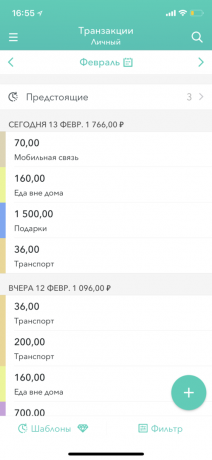 Moneon za iOS: Transakcija