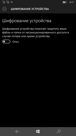 Lumia 950 XL: šifriranje naprave