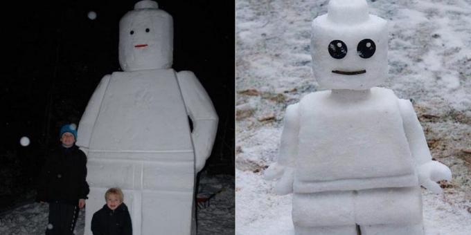 Sneg oblikuje z rokami: Lego človek