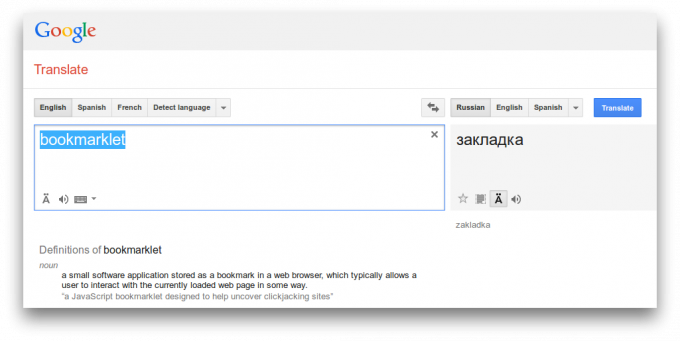 Google translate zaznamka