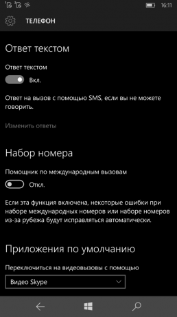 Lumia 950 XL: Nastavitve telefona