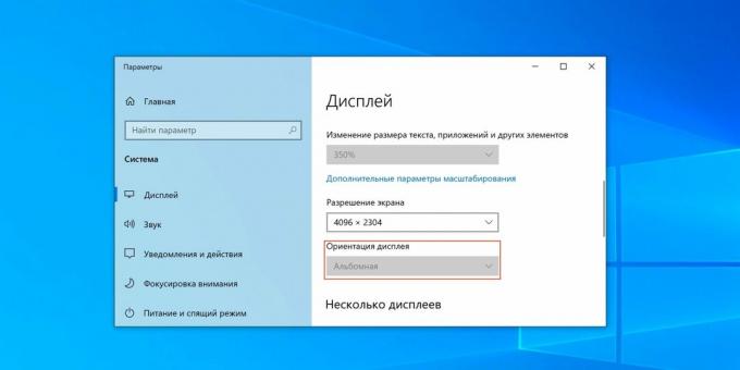 Kako obrniti zaslon v računalniku z operacijskim sistemom Windows: v nastavitvah poiščite možnost "Orientacija zaslona" in določite usmeritev