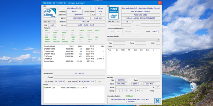 Teclast F7: procesor, video 