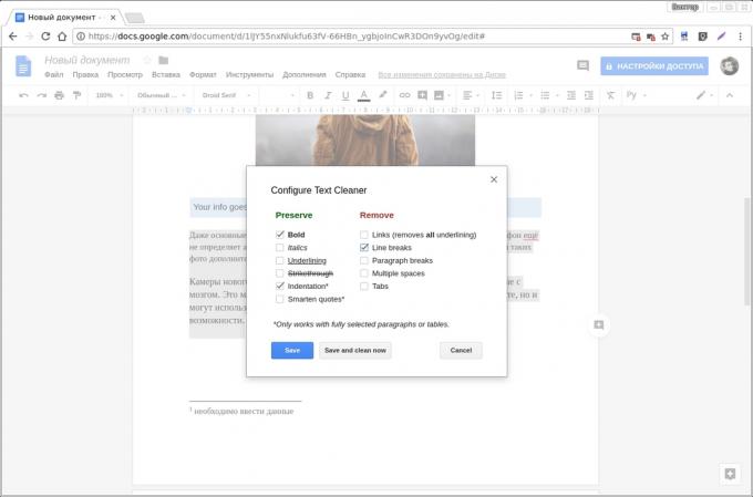 Google Docs dodatki: Besedilo Cleaner