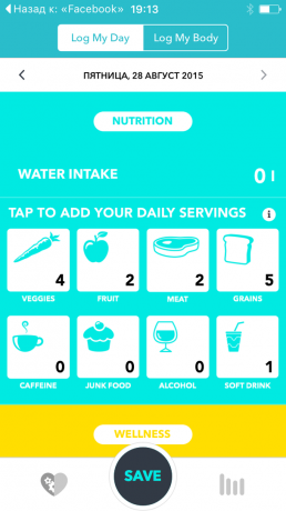 BodyWise za iOS: prehrana