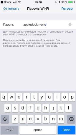 Konfiguracija Apple iPhone: namestitev nepozabno geslo za način modem