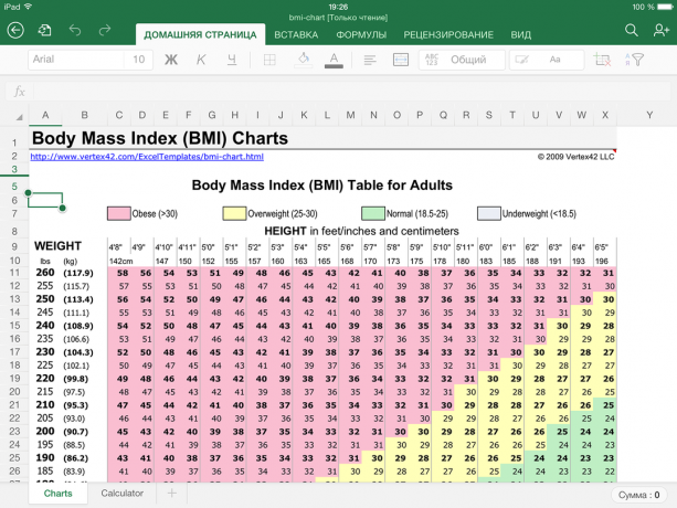 Excel kalkulator za izračun indeksa telesne mase