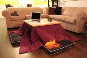 Greje v japonščini s toplo namizni kotatsu