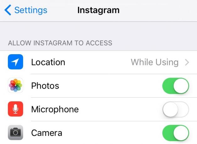 Nadzor dostopa do informacij za prijavo v iOS Instagram 9