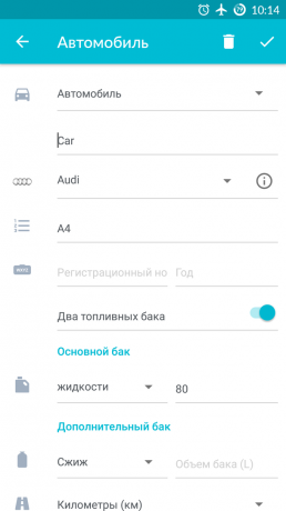 Drivvo za Android: podatki
