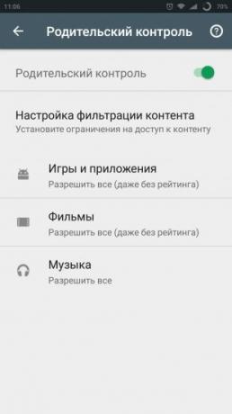 Android Google Play: Starševski nadzor