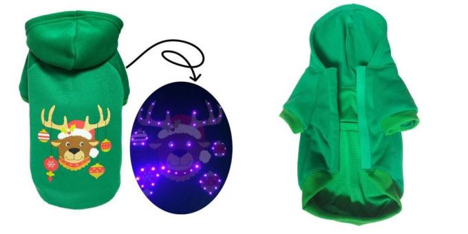 Božični kostumi za pse in mačke: LED-obleka