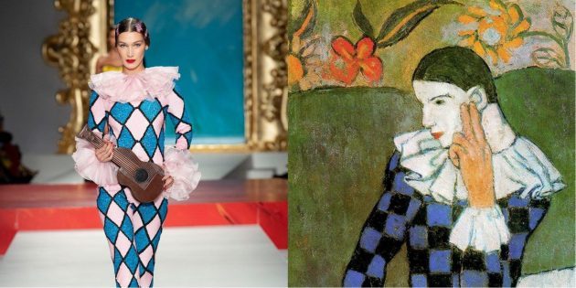 Model Moschino in Picasso "Poševni Harlekin"