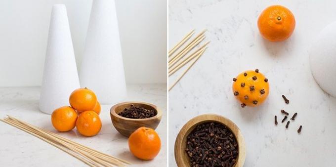 Kako okrasite mizo za silvestrovanje: mandarina drevo