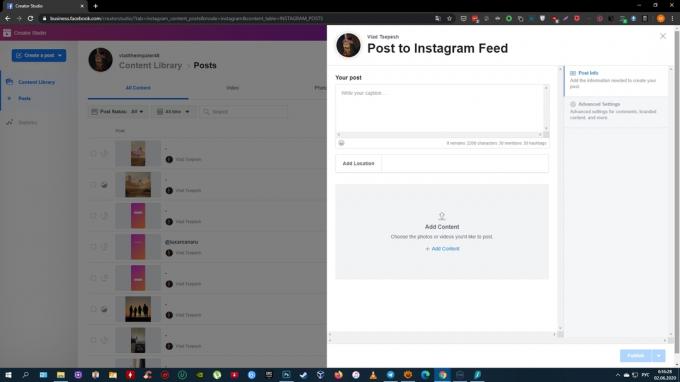 Kako iz računalnika objaviti video v Instagramu: izberite Instagram Feed