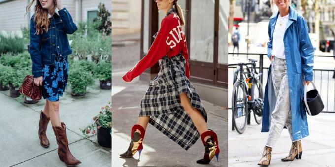 Modni čevlji jesen in zimo 2019-2020 v kavbojski stil