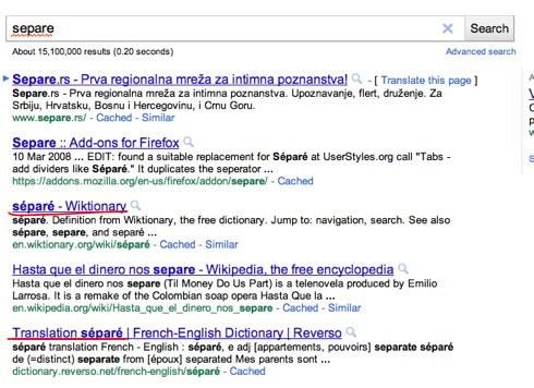 separe - Iskanje Google