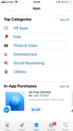 App Store v sistemu iOS 11: Priljubljene kategorije