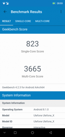 Pregled pametni Ulefone X: GeekBench