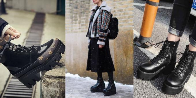 Modne ženske čevlje Fall-Winter 2019/2020: čevlji z visoko platformo