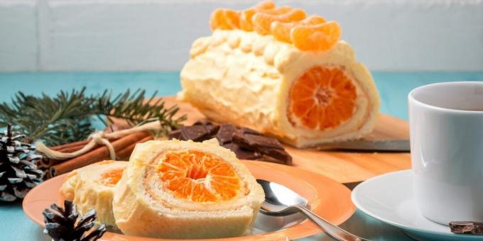 Biskvitna rolada z mandarinami
