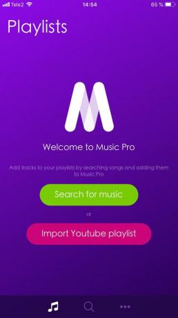 Za poslušanje glasbe iz Youtube na glasbo Pro ni treba vnesti svoje uporabniško ime in geslo